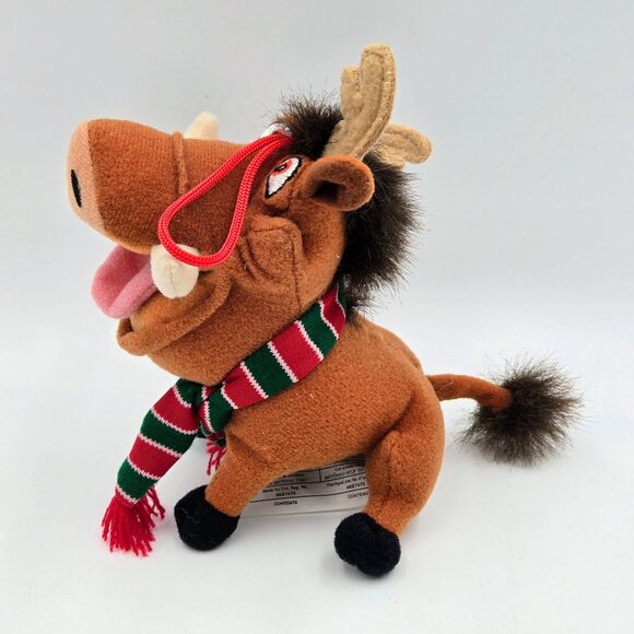 Pumbaa Disney Christmas Ornament Holiday Plush Toy Scarf Red Green 2002 The Lion - Picture 6 of 9